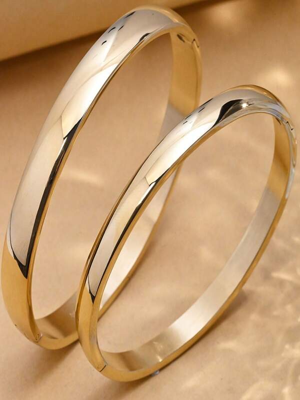 Set de 2 pulseras de pareja de acero inoxidable chapado en oro de 18k, regalo de moda