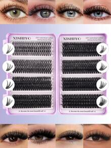 616/512/488pcs Lash Clusters, D Curl, Single Lash Clusters, D Curl 10-16mm Effect DIY Handmade False Eyelashes, Dense Curl, Soft Thick 40W Customizable Eyelash Extension, Ultra-Light False Eyelashes, 10-16mm Mixed Length, 0.07mm D Curl, 32 Rows, Faux Mink, Single Cluster Design, Suitable For Daily Wear, Parties And All Occasions, W04 Thick Cluster False Eyelashes