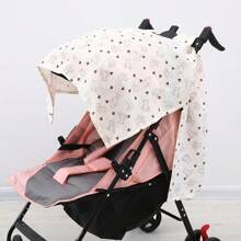1pc Baby Stroller Sunshade, Made Of , Portable, Breathable, Adorable Cartoon Bear Print Pattern, Applicable For All Types Of Baby Strollers And Carrier Strollers, Breathable Mesh Design, Easy To Install, Perfect Gift For Moms And Babies