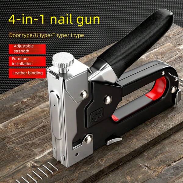 A Set Of Versatile And Durable 4-In-1 Tools: Manual Four-In-One Nail Gun, Staple Gun, Nail Gun, Nail Gun For Woodworking, Household Nail Gun, Suitable For DIY Home Decoration, Camping, And Industrial Use-Manual, No Batteries Required.