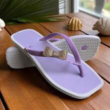 Women's Flip Flops With Cute Bow - 紫丁香 - 查看 2