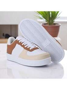 Unisex Casual Sneakers Modern Style Comfortable Look Men Women Party Fashion - 白色/焦糖色 - 查看 4