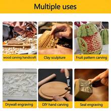 6-12pcs High Manganese Steel Engraving Knife With Wooden Handle Professional Handmade Wood Carving Chisel Tools Kit Carving Accessories