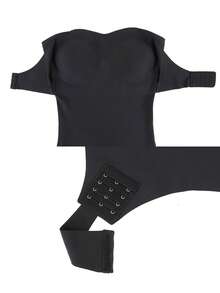 Strapless Shapewear Bodysuit For Women With Built-In Bra Silicone Anti-Slip Tummy Control Thong Corset Underbust Push Up Underwear Invisible For Wedding Dresses - 黑色 - 查看 7