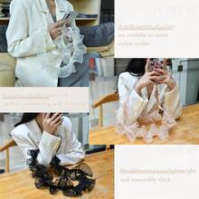 智能手机挂绳、智能手机吊带、斜挎带、手机挂绳、智能手机肩带、长 47.2 英寸（120 厘米）、珍珠、荷叶边、雪纺、智能手机颈带、肩带