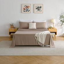Juego de sábanas de taupe para cama de tamaño completo - Juego de sábana ajustable y fundas de almohada de bolsillo profundo - 4 piezas de sábanas de microfibra suaves y con sistema de enfriamiento para cama doble - Multicolor - Ver 5