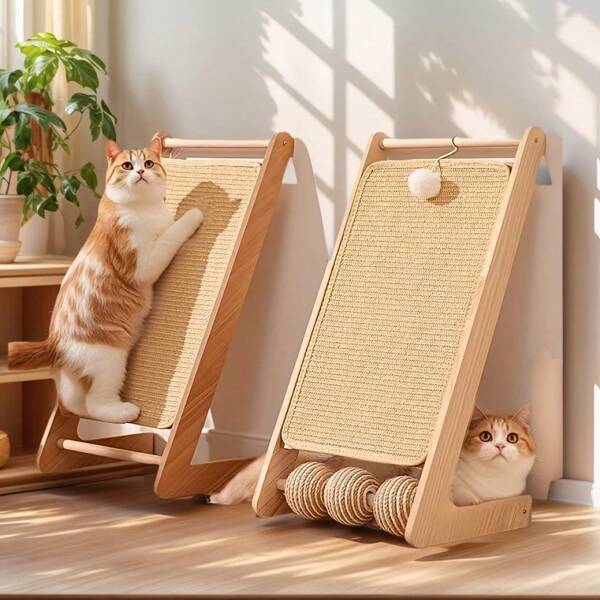 Tábua arranhadora de sisal resistente para gatos - Design de dupla utilização que economiza espaço para brincar e proteger móveis, o presente perfeito que todo gato merece