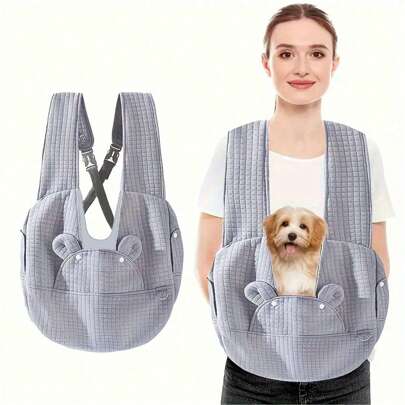 Extra große flauschige Hunde Tragehülle - Wintertiertasche mit Baumwollfutter, wasserdichtes und atmungsaktives Design, Brust-Rucksack für Hunde und Katzen, Transporttasche für kleine und mittlere Hunde