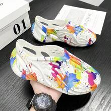 Women's Sandals Beach Slippers Unisex Breathable Hollow Garden Slipper Foam Runner, Casual Shoes Clogs Sandals Quick Drying Slippers Walking Lightweight Rain Beach Summer Pool Water Shoes Breathable Footwear, Mens Women Garden Clogs Shoes House Slippers Indoor Outdoor Beach Shoes Slip On Comfortable Shoes Air Cushion Quick Drying Outdoor Sandals - White - View 5