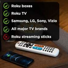 UltraPro BigEZ OneTouch Big Button Universal TV Remote For Seniors Easy To Use Replacement Remote For    Vizio Roku TV Streaming Players Backlit Buttons 2 Device White 850531f2d - 白色 - 查看 5