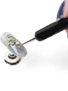 5 herramientas de arte de uñas con puntos en ambos extremos, estiletes en relieve para pintar, adecuados para principiantes en el arte de uñas y salones de uñas. - Negro - Ver 3