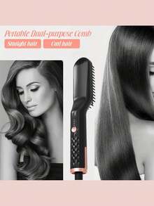 UKLISS Unisex Black Hair Brush Hair Straightener 35W Electric Mini Hot Comb Heating Straightening Beard Brush Mom Gifts Valentines Gift Boyfriend Gifts Valentine Day Gifts Pink Cute St Patrick Day - EU C Type Plug(220-240V) - View 11