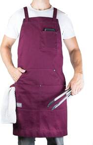 Delantal de chef profesional para cocina, barbacoa y parrilla - Burdeos - Ver 1