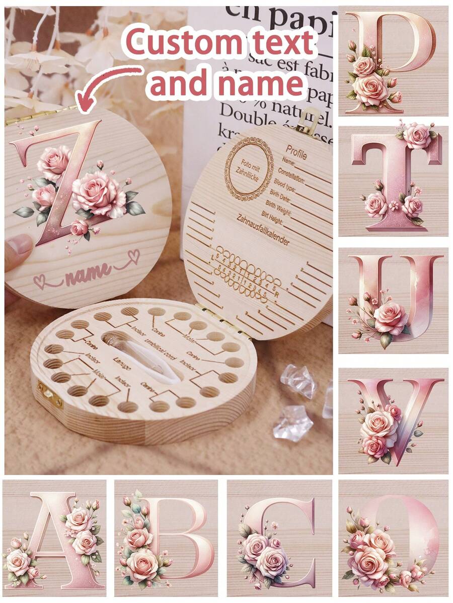 Custom Tooth Fairy Box, Cute Floral First Tooth Keepsake, Personalized Name Storage, Customized Birthday Gift, Customizable Back To School Keepsake - Style a - View 1