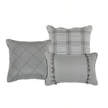 Juego de edredón Queen de 7 piezas, edredón con plisado de puntada de microfiibra en bolsa de cama - Multicolor - Ver 3