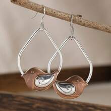 Creative Retro Vintage Cute Bird Pendant Earrings, Fun Jewelry Accessories For Women's Holiday Parties, Perfect Gifts For Friends