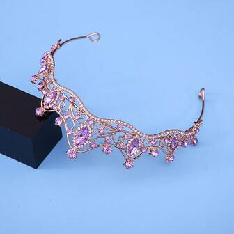 1件公主水晶皇冠发箍，甜美奢华女士发饰，理想的生日礼物、学习用品、头饰皇冠、婚礼、伴娘礼物、派对造型、节日装扮、锐舞派对配饰