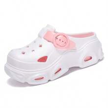 Sandalias de playa con plataforma gruesa y diseño calado para mujer, estilo casual Y2K de verano - Blanco - Ver 7