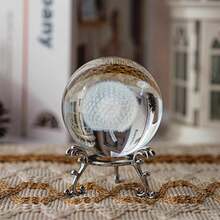 Local Delivery-HDCRYSTALGIFTS 3D 60mm Carving Lotus Flower Crystal Ball With Stand Paperweight,Fengshui Glass Ball Sphere Crystal Lotus Figurines Gifts For Home Decoration - Style*7 - View 4