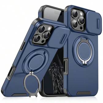 For IPhone 17 Pro Max 16E 16 15 14 13 12 11 Pro Max Case Shockproof Armor Slide Magnetic Casing For Iphone 16promax 16pro 16Plus 17Pro 17Air 13Promax Ring Back Cover