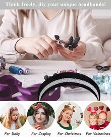 Wecoe Brown Satin Headband Women 1.6 Inch Wide Silk Headband Non Slip Fashion Neutral Colors Plain Hair Band DIY Holiday Hair Accessories For Women Girls Diademas Para Mujer Gifts - 黑色 - 查看 6