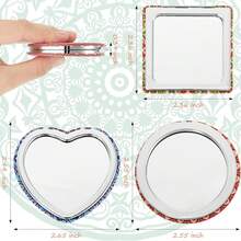 6 Piezas Espejo de Bolsillo con Diseño de Mandala Espejo Compacto con Aumento 1x/2x Pequeño Espejo de Maquillaje de Viaje de Doble Cara Espejo de Mano Portátil Plegable de Cuero Sintético para Mujer - 1 - Ver 2