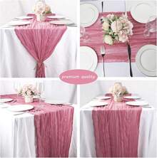 12 Pack 10Ft Cheesecloth Boho Gauze Table Runner - 35x120 Inch Rustic Cheese Cloth Long Runner For Wedding, Bridal Shower, Birthday Party Decor (Dusty Rose) - 彩色 - 查看 7