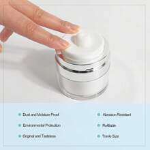 按压式真空面霜瓶，真空磨砂玻璃瓶保湿泵容器15ml/30ml/50ml按压瓶，化妆品面霜乳液软膏泵旅行瓶罐带盖，护肤霜/乳液/旅行储物容器 - 白色 - 查看 6