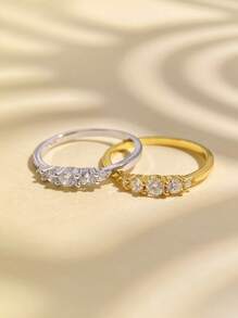 Stylever 1 peça 925 prata esterlina fileira de anéis de zircônia joias femininas para mulheres anel de promessa glamoroso joias finas presente para meninas decoração de namoro para a vida diária