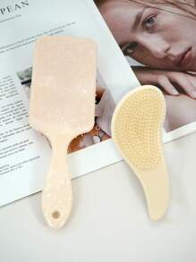 Cepillo de cabello enredado con diseño de cielo estrellado en miniatura, 1 pieza/ 2 piezas Crush de pelo liso húmedo y seco, cepillo Detangling para adultos y niños - Cuchillo para desenredar el cabello natural, rizado, recto, húmedo/seco, accesorios para el pelo de niña pequeña y niño pequeño, regalos para adolescentes, vuelta al colegio, esenciales escolares, artículos esenciales de viaje (amarillo)