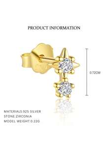 1 pieza Pendiente de plata sterling S925 con diseño de estrella de ocho puntas de circonita cúbica simple, pendiente de moda y versátil adecuado para uso diario de las damas, para madres, novias, regalos del Día de la Madre y San Valentín