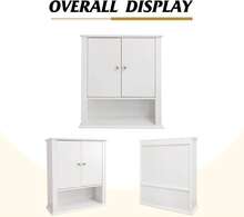 Wall Mounted Bathroom Medicine Cabinet With 2 Doors, Hanging Wall Cabinet Over Toilet, Upper Cabinet Storage Cupboard For Kitchen Laundry Room, White - 白色 - 查看 11