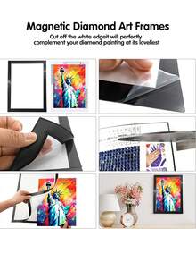 3/4/6 件钻石画框，适用于 11.81x15.75 英寸/30x40 厘米方形钻石艺术油画的画框，磁性自粘钻石艺术画框，适用于墙壁窗户门内侧尺寸的钻石艺术画框 - 彩色 - 查看 9