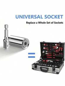 2 Stücke Universal Steckschlüssel Set, Steckschlüssel Set passt an Standard 1/4" - 3/4", 7mm-19mm Universal Steckschlüssel Werkzeugsatz mit Bohrer Adapter, Geschenke zum Vatertag