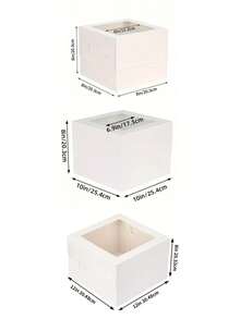 1/6pcs Cake Box With Window And White Lid Disposable Cake Box Cake Container Suitable For Wedding, Birthday, Party, Camping, Celebration, Cake Storage, White Gift Box, Party Supplies, Pastry Packaging Box, Cake Decoration Supplies - White - View 11
