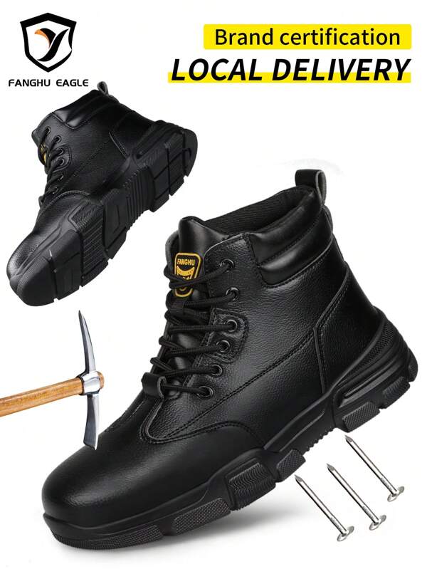 Women's Casual Soft Anti-Smash Anti-Puncture High-Top Comfortable Waterproof Anti-Slip Functional Work Shoes, Suitable For All Seasons