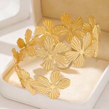 1pc Elegant Fashion Metal Flower Armband, Suitable For Women's Daily And Holiday Wear