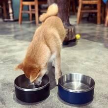 New-15  Dog Bowl For Food And Water, 64 Oz Stainls Steel Pet Feeding Bowl,  Non-Skid Double Wall Insulated Heavy Duty  Rubber Bottom For Medium Lar Sized Dogs (64 Ounc/8 C, Blue) - 藍色 64 盎司 - 查看 3