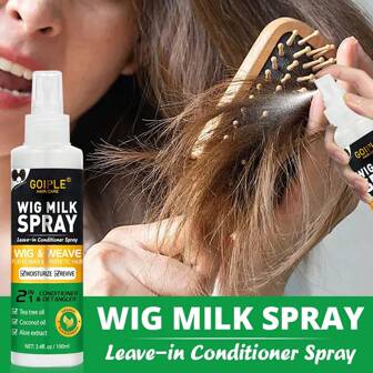 Spray au lait pour perruque GOIPLE, solution de soin pour perruque hydratante pour cheveux synthétiques - lisse, recharge et nourrit le spray pour perruque synthétique - prévient les frisottis - solution de soin pour perruque avec protection thermique, protège les perruques Après-shampooing laissant agir et démêlant, revitalise, prolonge la durée de vie et améliore l'éclat pour un démêlage facile de la perruque (3,4 fl.oz/100 ml)