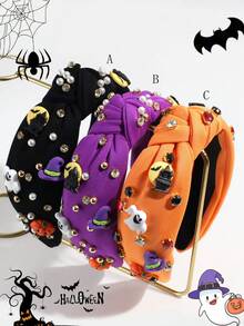 1 Băng đô phù thủy bí ngô ma thời trang cá nhân hóa dành cho nữ, thích hợp cho lễ Halloween và trang phục hàng ngày, phụ kiện Halloween, băng đô cài tóc cho nữ, phụ kiện tóc, vòng tóc, trang phục Halloween thiết yếu cho ngày lễ - Nhiều màu - Xem 10