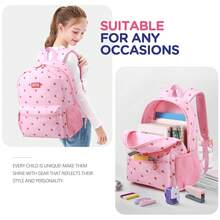 3pcs Kids Backpack Set For Girls School Bags Large Capacity Boys Printing School Backpack Set Rucksack Bagpack Kids Cute Book Bags, Casual Outings, Casual Student Bag - Pink Strawberry - View 5