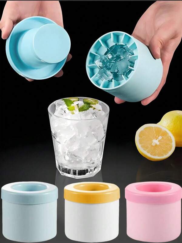 3/1 pieza Molde portátil para hacer cubitos de hielo de 40/30 cuadrículas, molde de cubitos de hielo cilíndricos 3D, bandeja de hielo de silicona de fácil liberación, exprimidor de cubitos de hielo, incluye tapa, cubitera de hielo de silicona, molde de cubitos de hielo de liberación fácil de forma cilíndrica, mini cubitera de hielo