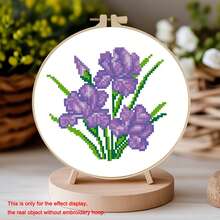 [热卖] 鸢尾花十字绣入门套件 | 11CT 中格线 + 全彩图案 | 家居装饰 DIY 工艺用品 - 彩色 - 查看 14