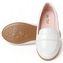 My ToT Sapatilha Mocassim Feminino Menina Confortável Estiloso Envernizado com Brilho - Branco - Visão 8