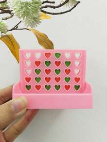 1 Set Mini Heart-Shaped Connect 4 Game Toy, Unlocking A Cute Outdoor Game And New Couples Competition Experience, Challenging Logic Thinking, Unveiling Romantic Moments! Essential For Travel And Outdoor Interaction, Who Will Connect 4 First To Let Love And Wisdom Blossom On The Board! (Random Colors/Minor Defects Don't Affect Use, Please Buy With Caution If Concerned) - Multicolor - View 2