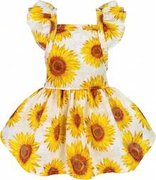 Fitwarm Dog Sunflower Dress, Dog Clothes Small Dogs Girl, Pet Apparel, White, Yellow, Red, Large - Patriotic - View 11