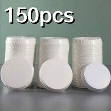 100/150个纸杯盖，防尘杯套，咖啡/茶杯套，纸质饮料杯架，适用于旅行、酒店、咖啡厅、派对、婚礼、家庭厨房，尺寸：7.5 X 7.5厘米 - 彩色 - 查看 15