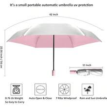 BAODINI Small UV Protection Travel Umbrella Compact For Rain And Sun UPF 50+ 41 Inch Portable Umbrella For Women And Men - 銀色 - 查看 6