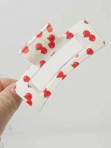 3pcs/1pc New Cute Fruit Design Hair Claw Clips, Strawberry & Cherry Hair Clips, Square Red And Green Hair Claws, Thick & Thin Hair Non-Slip Styling Alligator Hair Clips For Women & Girls Fashion Hair Accessories