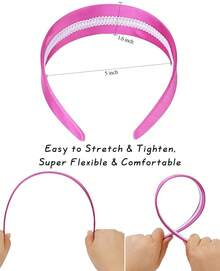 Wecoe Brown Satin Headband Women 1.6 Inch Wide Silk Headband Non Slip Fashion Neutral Colors Plain Hair Band DIY Holiday Hair Accessories For Women Girls Diademas Para Mujer Gifts - Pink 2 - 查看 3